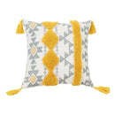 Geometric tufted tassel cushion cover beige & gray living room decor