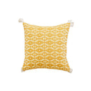 Geometric tufted yellow cushion cover with crochet tassels living room