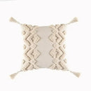 Geometric waves tufted cream pillow covers bedroom textured fringe