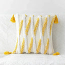 Geometric waves tufted cream pillow covers bedroom textured fringe