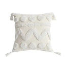 Geometric waves tufted cream pillow covers bedroom textured fringe