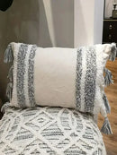 Geometric waves tufted cream pillow covers bedroom textured fringe