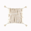 Geometric waves tufted cream pillow covers bedroom textured fringe