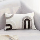 Geometric waves tufted cream pillow covers bedroom textured fringe