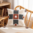 Geometric waves tufted cream pillow covers bedroom textured fringe