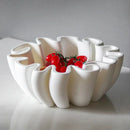 Geometric wavy white ceramic fruit plate tray for kitchen storage