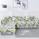 Geometric yellow & gray stretch sofa cover living room couch protector