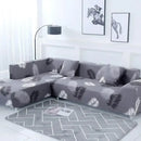 Geometric yellow & gray stretch sofa cover living room couch protector