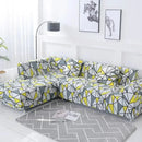 Geometric yellow & gray stretch sofa cover living room couch protector