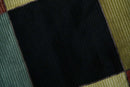 Geometrical Square Shape Black, Olive, Rust and Silver Stripes 5x8 wool and Art Silk rug