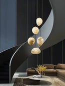 Geometry marble led chandelier creamy white & beige kitchen island