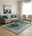 Georgia Custom Made Traditional Blue And Beige Hand Tufted Wool Rug