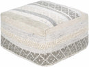 Geyser Woven White Gray Cotton Pouf - Clearance