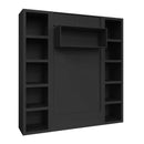 Easy-Lift Twin Murphy Wall Bed in Black with Two Bookshelves