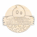 Unfinished Wood Ghost Halloween Door Sign Kit | Wood Craft Cutouts | 1/4" Thick |