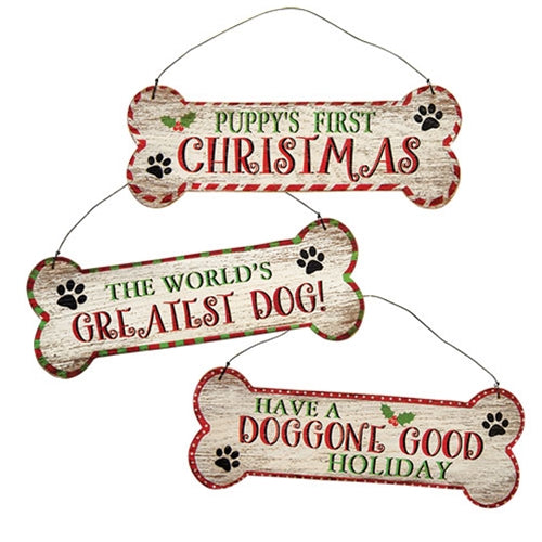 *Dog Bone Christmas Sign 3 Asstd.