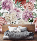 Giant Watercolor Peony Flowers Wallpaper Mural
