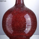 Gilded red glass vase set with artificial flowers – desk decor