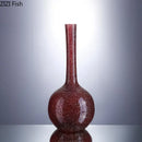 Gilded red glass vase set with artificial flowers – desk decor