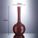 Gilded red glass vase set with artificial flowers – desk decor