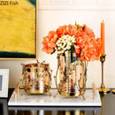 Gilded tree branch gold glass vase for living room flower arrangement