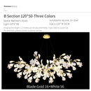 Ginkgo biloba chandelier gold glass pendant light for living room