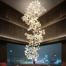 Ginkgo biloba chandelier gold glass pendant light for living room