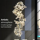 Ginkgo biloba chandelier gold glass pendant light for living room