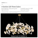 Ginkgo biloba chandelier gold glass pendant light for living room