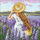 Girl in Lavender Field CS2626 7.9 x 7.9 inches Crafting Spark Diamond Painting Kit