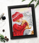 Girl Kissing Puppy Counted Cross-Stitch Kit by Luca-S BU5027l