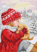 Girl Kissing Puppy Counted Cross-Stitch Kit by Luca-S BU5027l