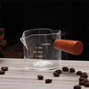 Glass espresso pitcher with wooden handle kitchen measuring cup