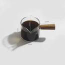 Glass espresso pitcher with wooden handle kitchen measuring cup