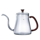 Glass goose beak kettle with wood handle kitchen pour over carafe