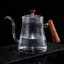 Glass goose beak kettle with wood handle kitchen pour over carafe