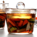 Glass kimchi storage jar with textured lid kitchen pickle container