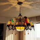 Glass Parrot Chandelier