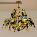 Glass Parrot Chandelier