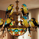 Glass Parrot Chandelier