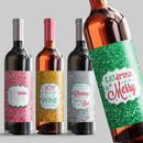 Glitter Christmas Wine Label Set