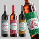Glitter Holiday Wine Label Set