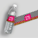 Glitter Stripes Birthday Water Bottle Labels