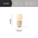Glossy black ceramics table lamp with white shade for bedroom