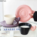 Glossy black heart shape lovers mug set dining room porcelain cup