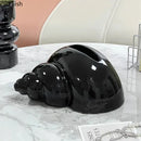 Glossy black & matte lavender conch ceramic tissue box living room