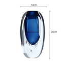 Glossy blue bubble crystal glass vase living room flower pot