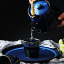 DecorBites™ Blue Ceramic Tea Kettle Set - Porcelain Teaware Set