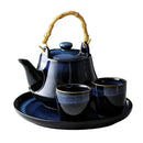 DecorBites™ Blue Ceramic Tea Kettle Set - Porcelain Teaware Set