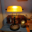 Glossy glass banker lamp cover office desk shade green & amber